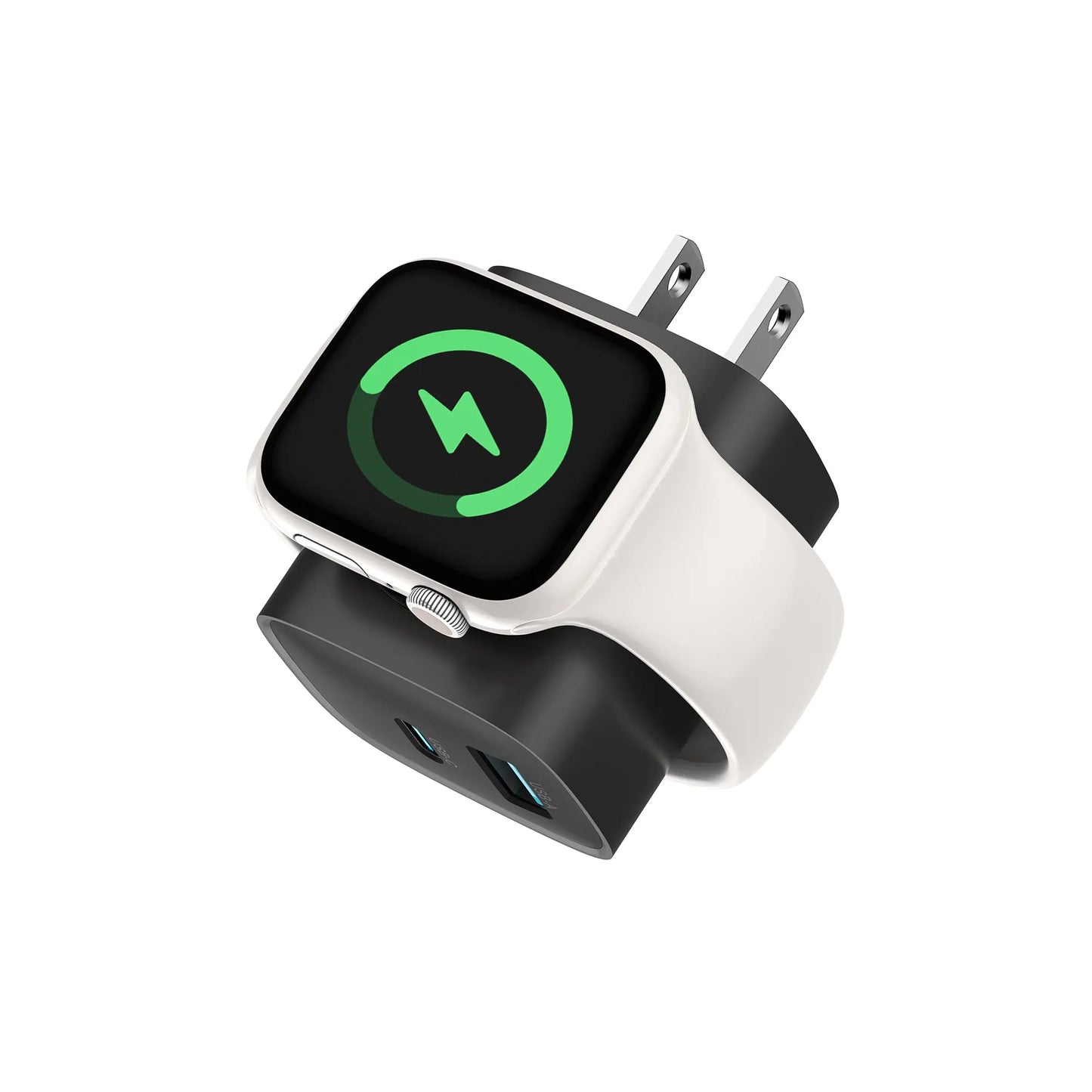 【Fast Charger】 Tessan 3-In-1 PD20W USB C Charger Block with Built-In Wireless Watch Charging, Dual Ports Wall Charger Compatible with Iwatch Ultra/9/8/7/6, Iphone 17/17 Pro/16/16 Pro/15 Series, Electronic Cellphone, Apple Watch Seires