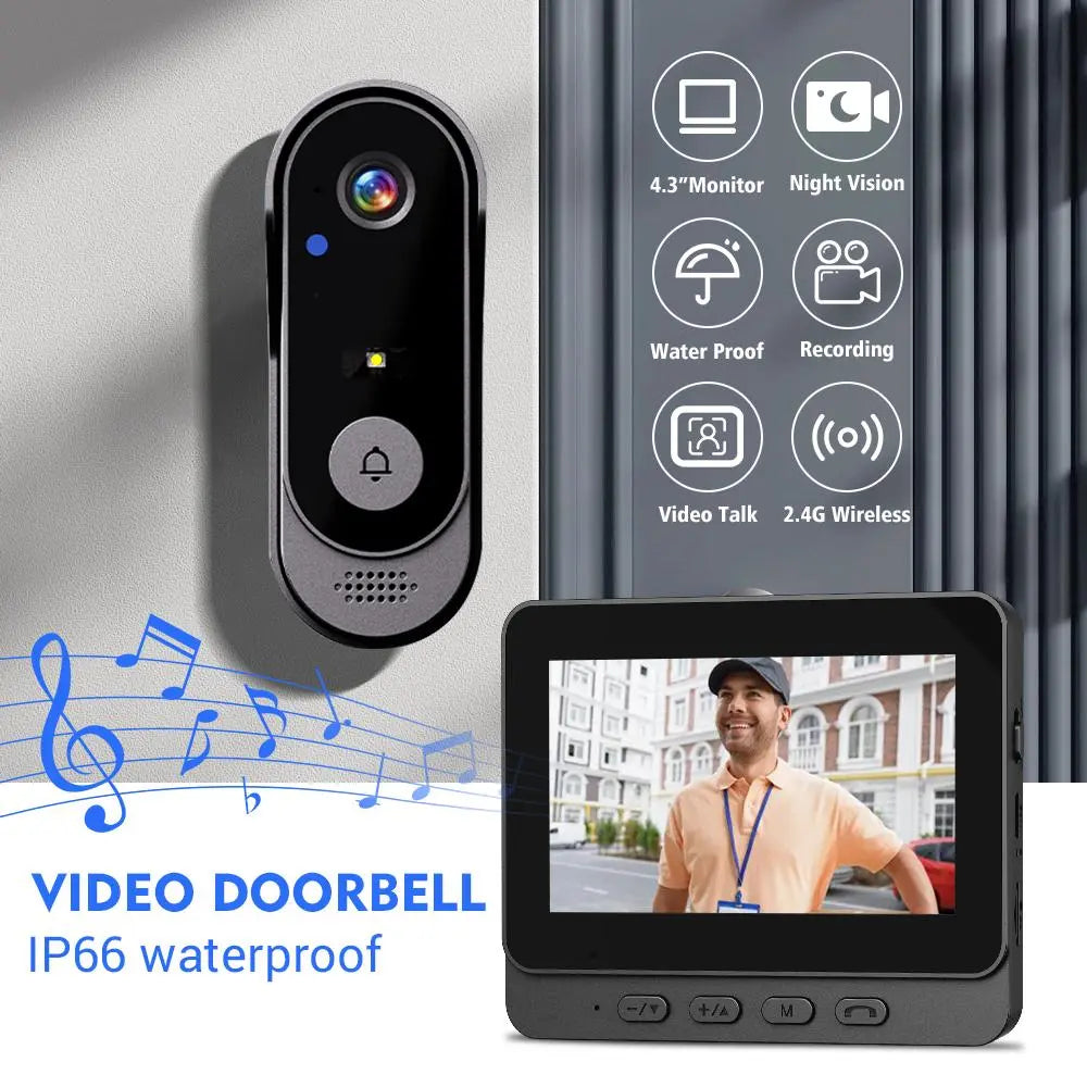 【Summervibes】X8 Wireless Doorbell Camera, Rechargeable Smart Visual Doorbell, Night Vision, Two-Way Talk, Waterproof Home Security Camera with Sensor Alarm Video Intercom Privacy Video Intercom Privacy