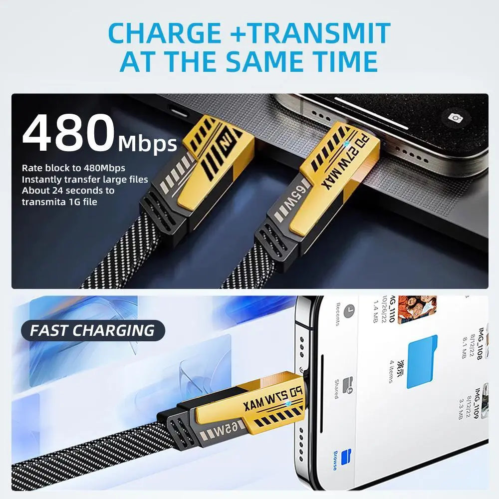 2-Pack Multiple Ports USB C/USB a Fast Charger Adapter with 4-In-1 USB C Cable 5FT Fast Charging Cord, Compatible with Iphone17/16/15/14/13/12/Pro Max Ipad Samsung Tiktokshopbacktoschool