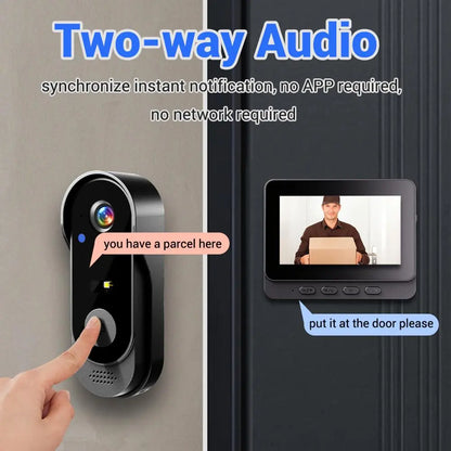 【Summervibes】X8 Wireless Doorbell Camera, Rechargeable Smart Visual Doorbell, Night Vision, Two-Way Talk, Waterproof Home Security Camera with Sensor Alarm Video Intercom Privacy Video Intercom Privacy