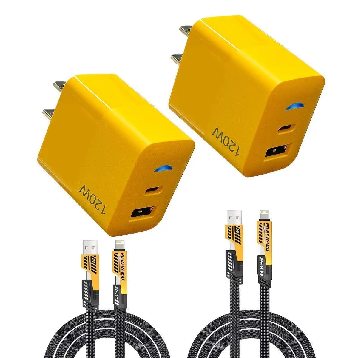 2-Pack Multiple Ports USB C/USB a Fast Charger Adapter with 4-In-1 USB C Cable 5FT Fast Charging Cord, Compatible with Iphone17/16/15/14/13/12/Pro Max Ipad Samsung Tiktokshopbacktoschool