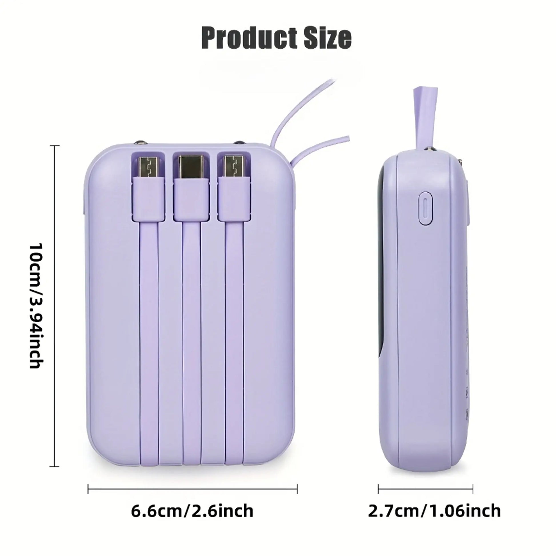 20000Mah Portable Power Bank with Built-In 4 Retractable Cables, LED Digital Display, Dual USB Output, LED Flashlight, Lanyard, Micro Plug for Iphone, Android Smartphones & Electronics Gadgets