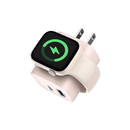 【Fast Charger】 Tessan 3-In-1 PD20W USB C Charger Block with Built-In Wireless Watch Charging, Dual Ports Wall Charger Compatible with Iwatch Ultra/9/8/7/6, Iphone 17/17 Pro/16/16 Pro/15 Series, Electronic Cellphone, Apple Watch Seires